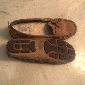 UGG tan suede moccasins size 8. Slight wear tip of toe and back of shoe